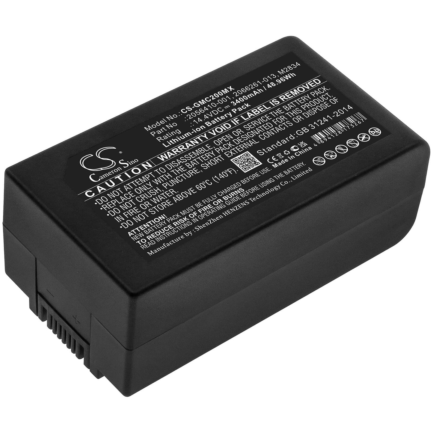 14.4V, 3400mAh, Li-ion Battery fits Ge, Mac 2000, Mac 2000 Ekg, 48.96Wh