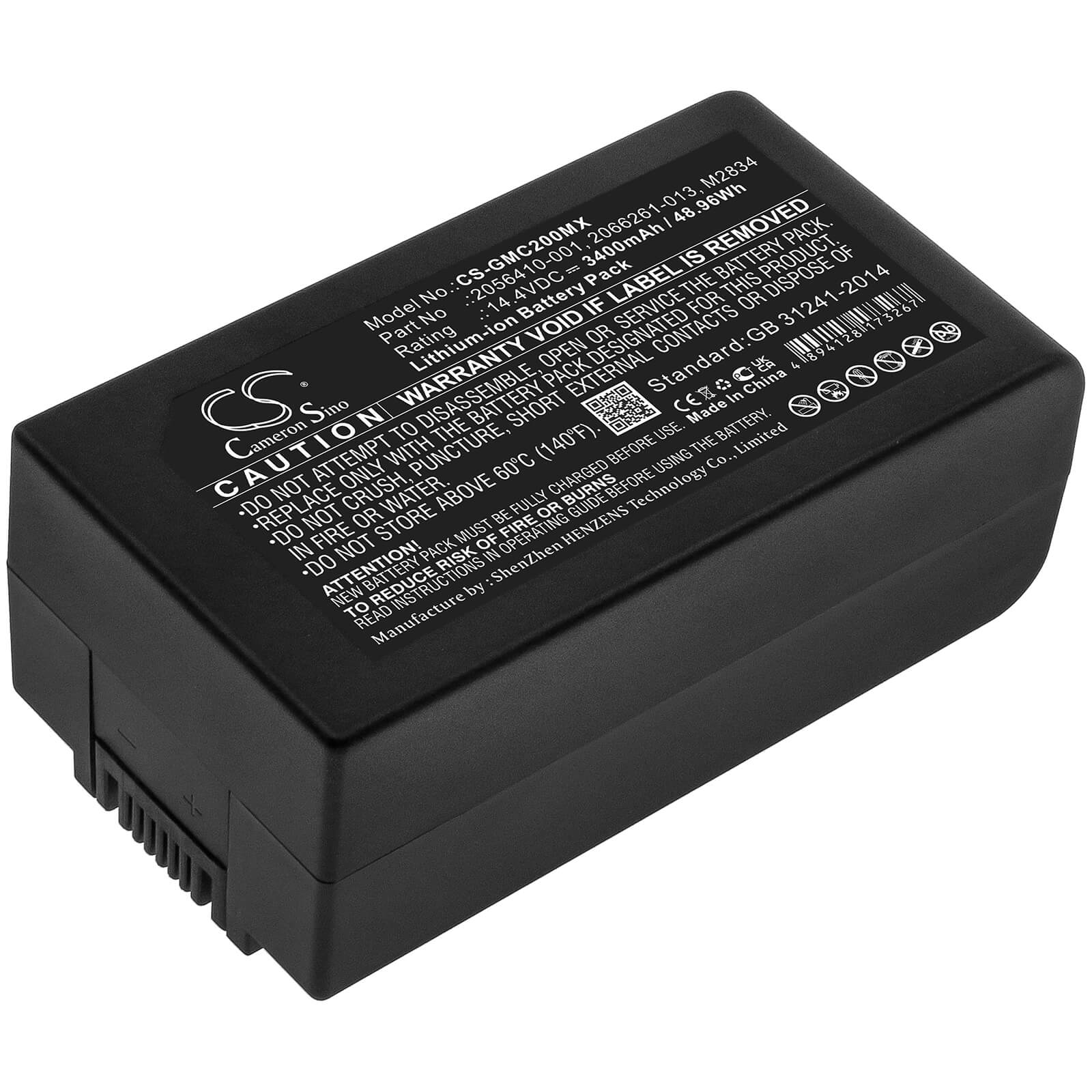 14.4V, 3400mAh, Li-ion Battery fits Ge, Mac 2000, Mac 2000 Ekg, 48.96Wh