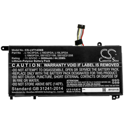 11.52V, 3850mAh, Li-Polymer Battery fits Lenovo, Fru Tp1415 Lg, Thinkbook 14 G2 Itl, 44.352Wh