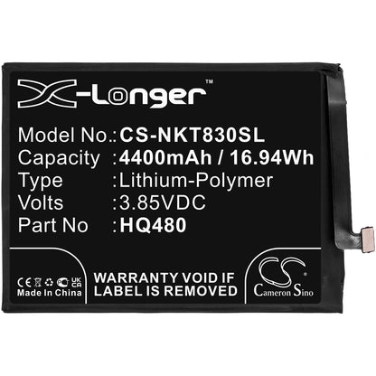3.85V, 4400mAh, Li-Polymer Battery fits Nokia, 8 V 5g, 8.3 2020 5g, 16.94Wh