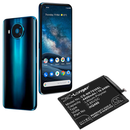 3.85V, 4400mAh, Li-Polymer Battery fits Nokia, 8 V 5g, 8.3 2020 5g, 16.94Wh