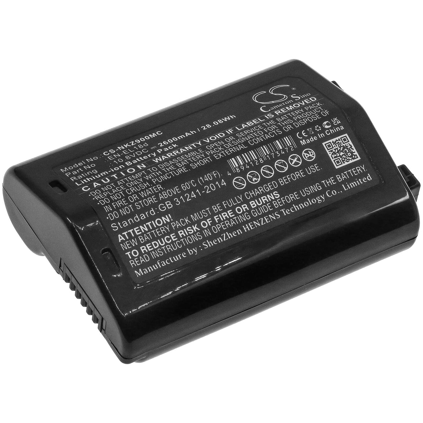 10.8V, 2600mAh, Li-ion Battery fits Nikon, D6, Z9, 28.08Wh