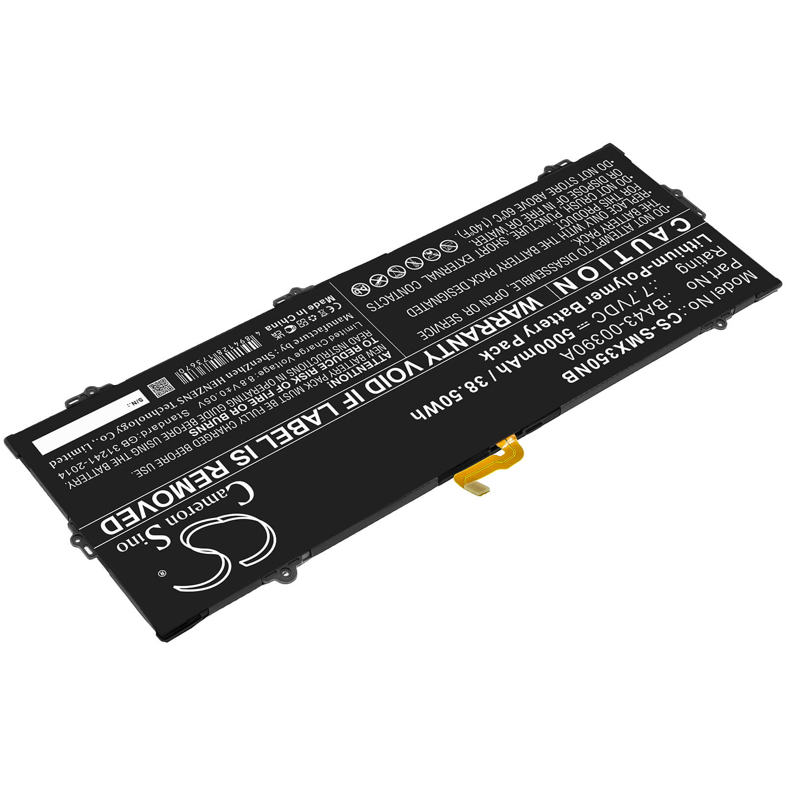 7.6V, 5000mAh, Li-Polymer Battery fits Samsung, Chromebook 15.6", Xe350xba-k01us, 38Wh