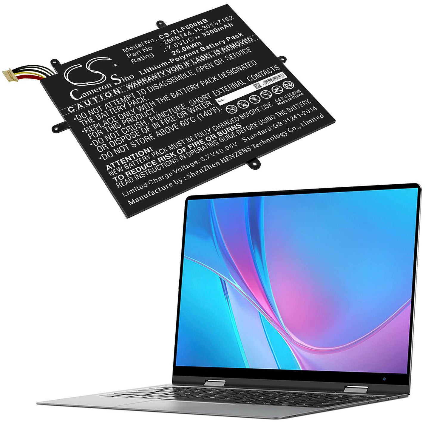 7.6V, 3300mAh, Li-Polymer Battery fits Maxbook, Y11 H1m6, 25.08Wh