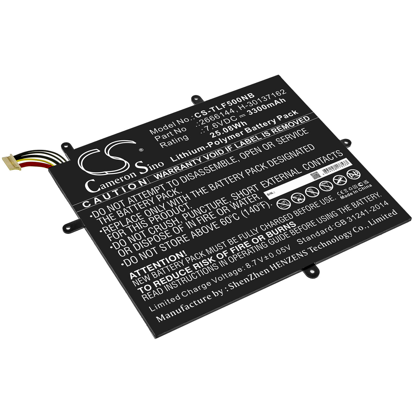 7.6V, 3300mAh, Li-Polymer Battery fits Jumper, Ezbook X1, 25.08Wh