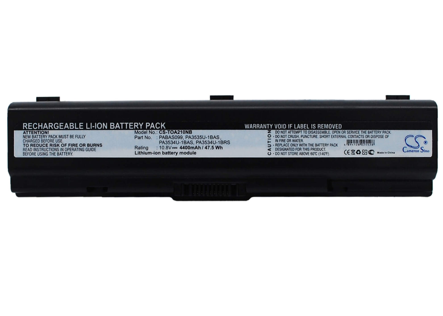 10.8V, 4400mAh, Li-ion Battery fits Toshiba, Dynabook Ax/52, Dynabook Ax/52e, 47.52Wh