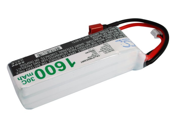 11.1V, 1600mAh, Li-Polymer Battery fits Cameron Sino, RC Tanks Cs-lp1603c30rt, 17.76Wh