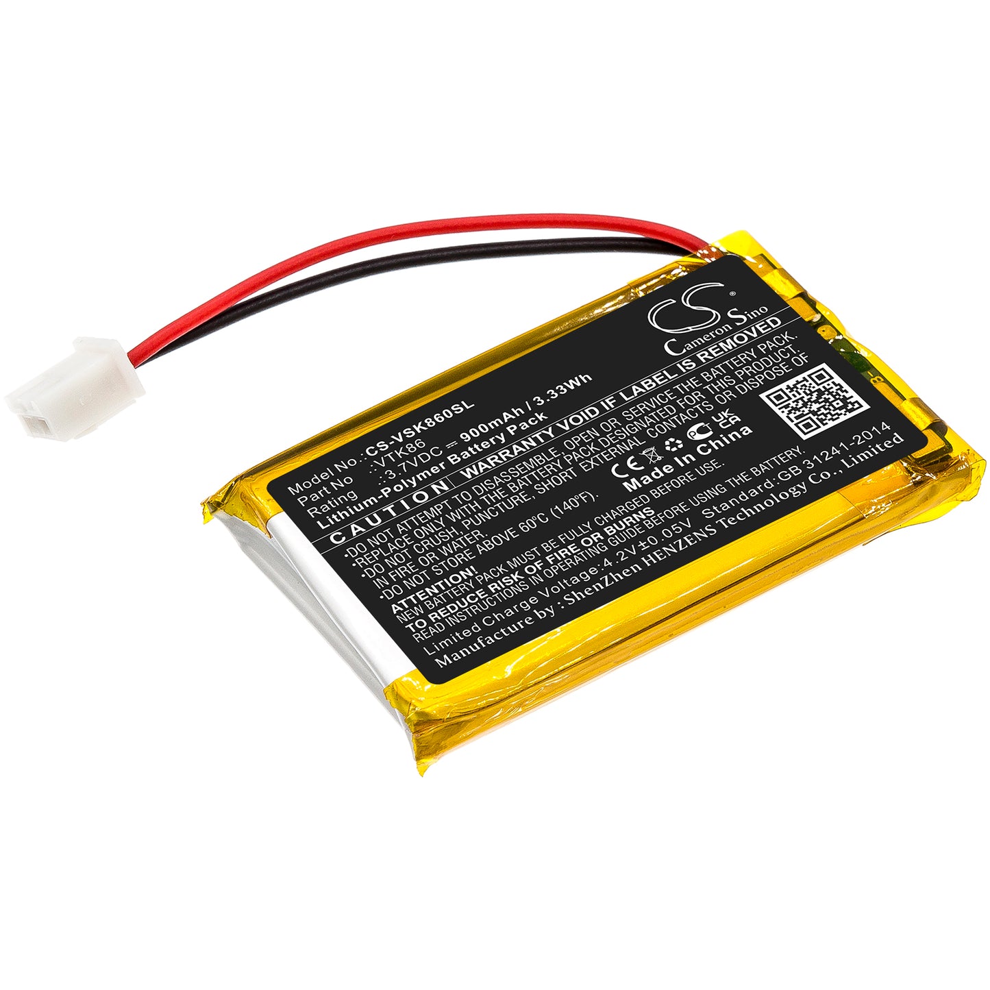 3.7V, 900mAh, Li-Polymer Battery fits Velocitek, Shift, 3.33Wh