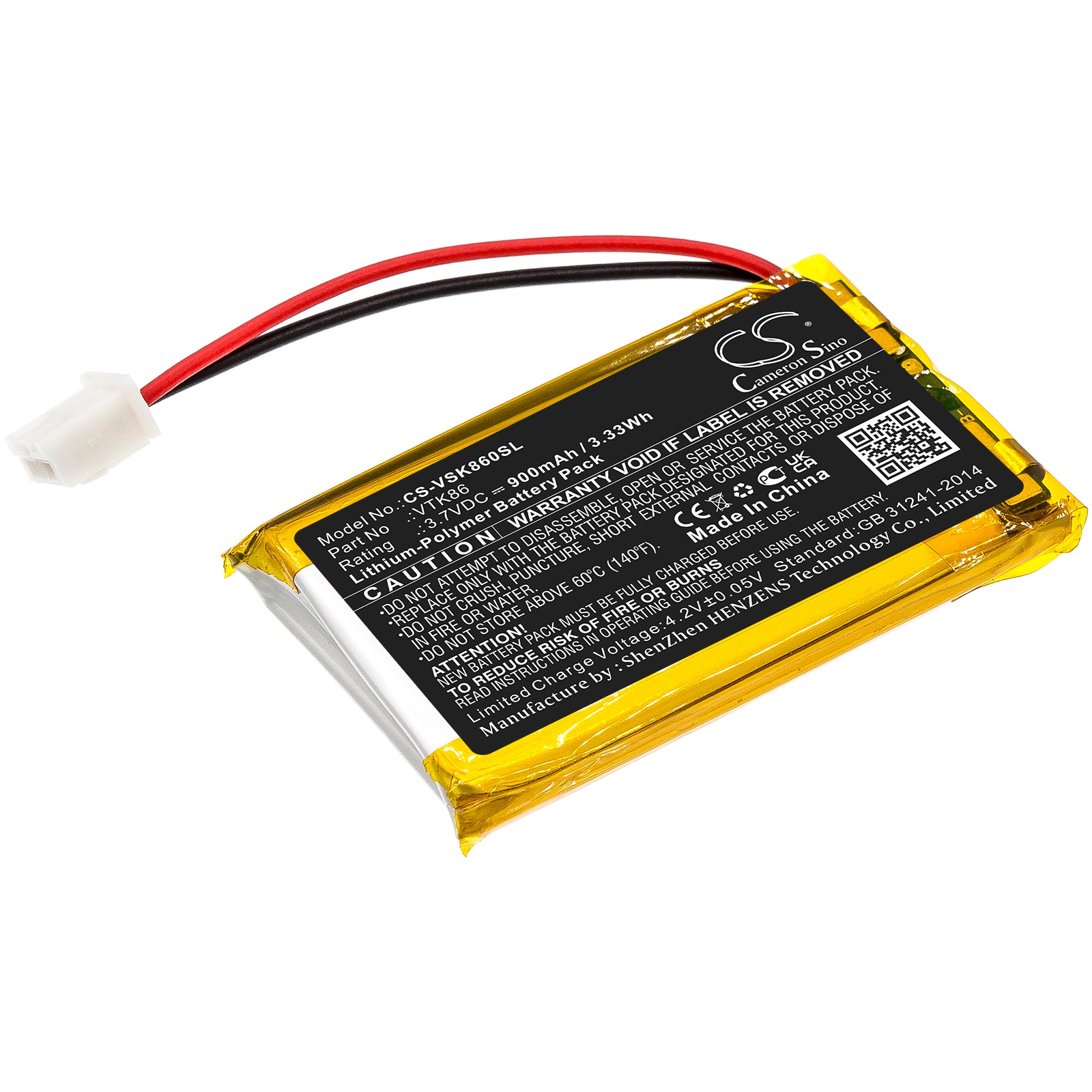 3.7V, 900mAh, Li-Polymer Battery fits Velocitek, Shift, 3.33Wh