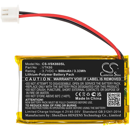 3.7V, 900mAh, Li-Polymer Battery fits Velocitek, Shift, 3.33Wh