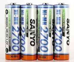 4 x sanyo aa 2700mah 1.2 v rechargeable ni-mh battery