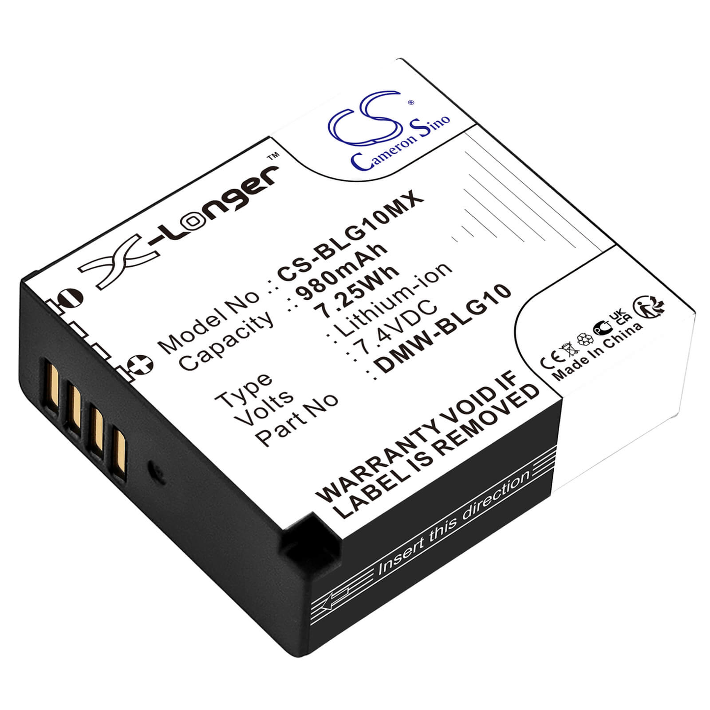 7.4V, 1050mAh, Li-ion Battery fits Panasonic, Lumix Dmc-gf3, Lumix Dmc-gf3c, 7.77Wh
